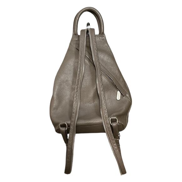 Valentina Italia Pebbled Leather Convertible Sling Backpack Taupe Everyday Italy - Picture 3 of 11